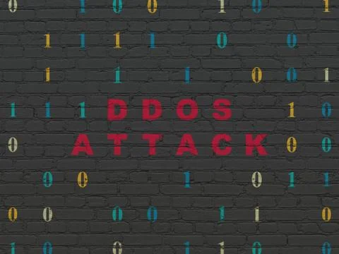 Security concept: DDOS Attack on wall background Stockillustratie
