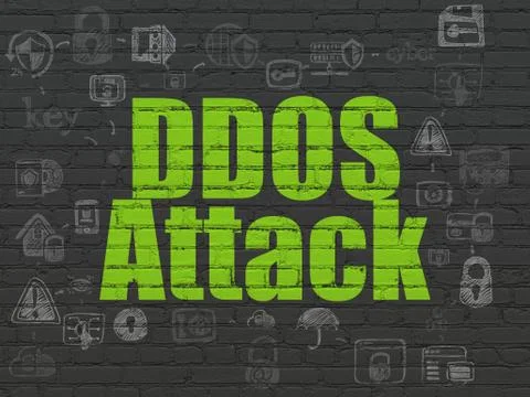 Security concept: DDOS Attack on wall background Stock Illustration