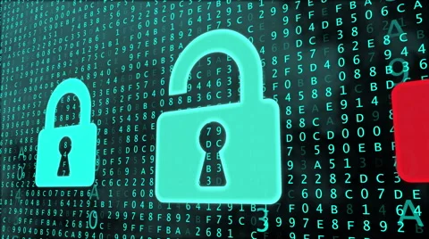 Security concept with digital locks being cracked. Password decoding Stock Footage 49821090