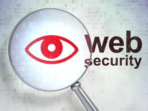 Security concept: Eye and Web Security with optical glass Illustrazione stock