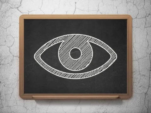 Security concept: Eye on chalkboard background Stock Illustration