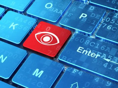 Security concept: Eye on computer keyboard background Stock Illustration