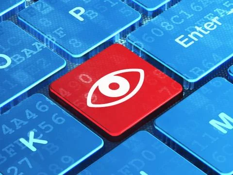 Security concept: Eye on computer keyboard background イラスト素材