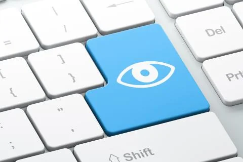 Security concept: Eye on computer keyboard background 스톡 일러스트