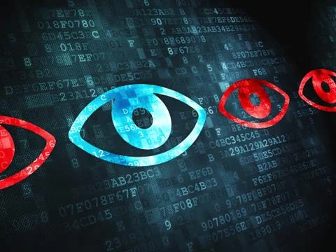 Security concept: Eye on digital background Stock Illustration