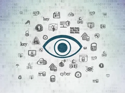 Security concept: Eye on Digital Data Paper background Stock Illustration