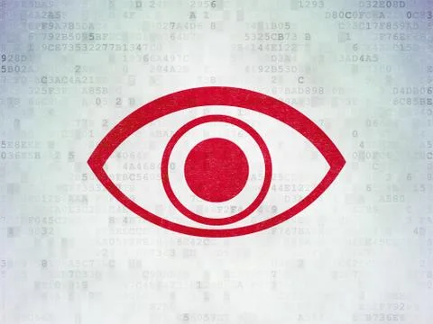 Security concept: Eye on Digital Data Paper background Illustrazione stock