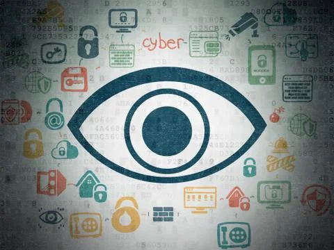 Security concept: Eye on Digital Data Paper background Ilustración de archivo