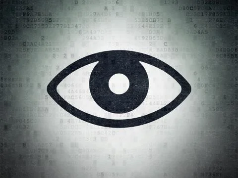 Security concept: Eye on Digital Data Paper background Illustrazione stock