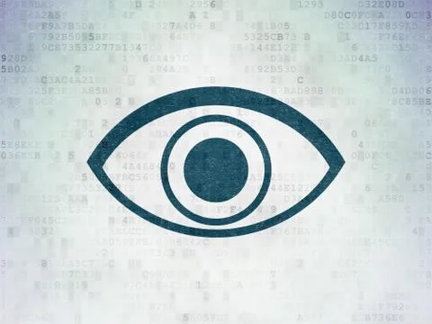 Security concept: Eye on Digital Data Paper background Illustrazione stock