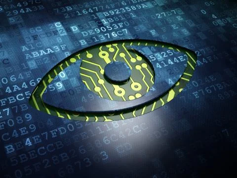 Security concept: Eye on digital screen background Stock Illustration