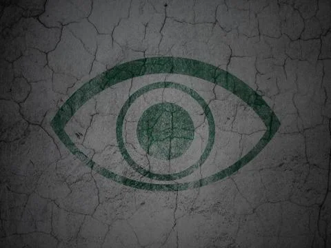 Security concept: Eye on grunge wall background 스톡 일러스트