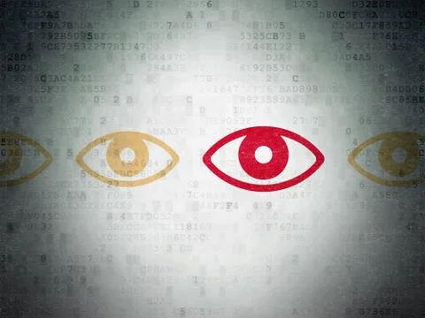 Security concept: eye icon on Digital Paper background Ilustración de archivo