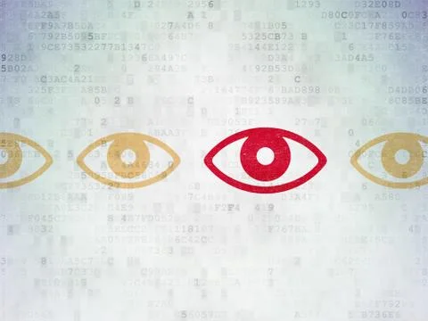 Security concept: eye icon on Digital Paper background 스톡 일러스트