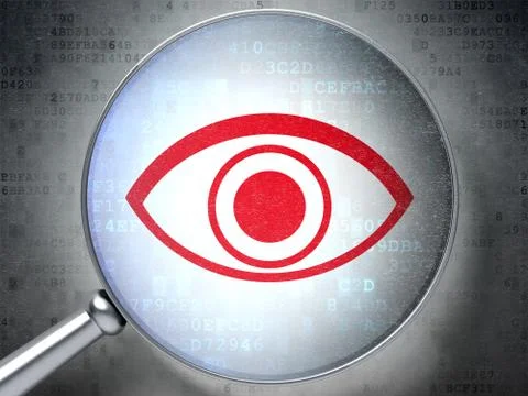 Security concept: Eye with optical glass on digital background Ilustración de archivo