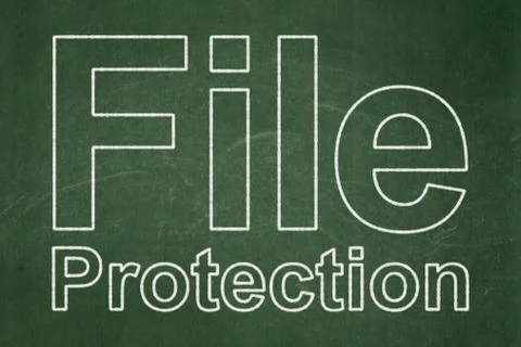 Security concept: File Protection on chalkboard background 스톡 일러스트