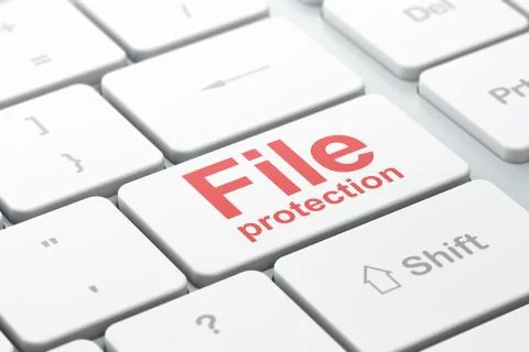 Security concept: File Protection on computer keyboard background Illustrazione stock