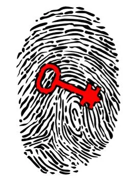 Security concept with fingerprint and key Stock Illustration