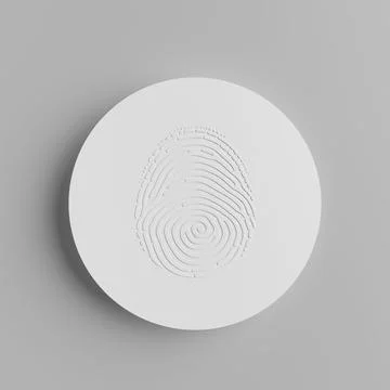 Security Concept. Fingerprint Password Circle Button. 3d Rendering Stock Illustration