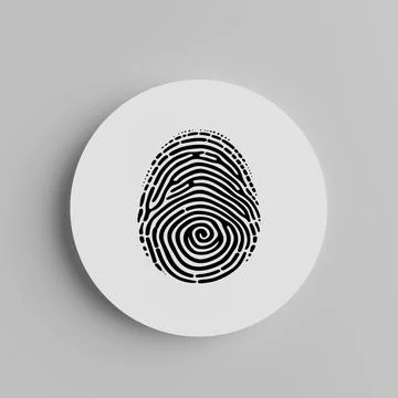 Security Concept. Fingerprint Password Circle Button. 3d Rendering Stock Illustration