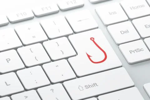 Security concept: Fishing Hook on computer keyboard background Illustrazione stock