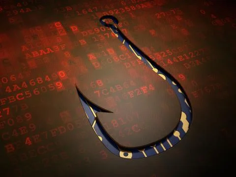 Security concept: Fishing Hook on digital screen background 스톡 일러스트