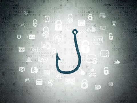 Security concept: Fishing Hook on Digital Data Paper background Stock Illustration