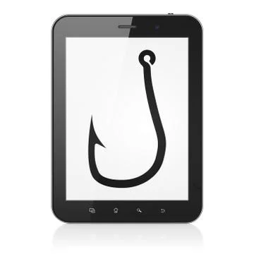 Security concept: Fishing Hook on tablet pc computer 스톡 일러스트