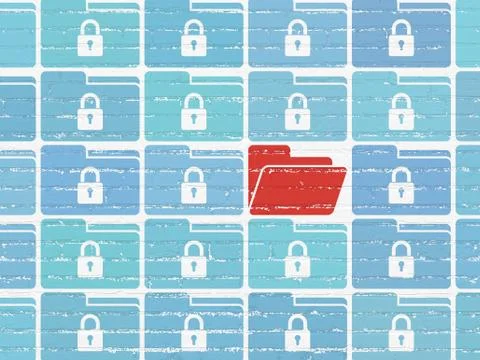 Security concept: folder icon on wall background Stock Illustration
