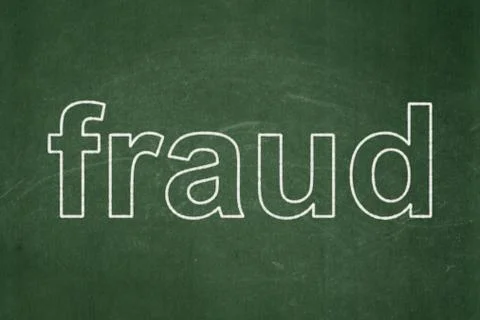 Security concept: Fraud on chalkboard background イラスト素材