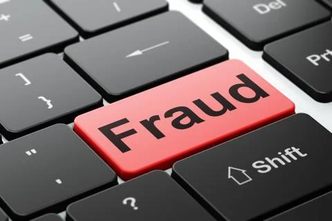 Security concept: Fraud on computer keyboard background Illustrazione stock