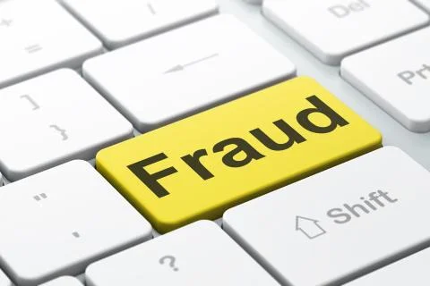Security concept: Fraud on computer keyboard background Illustrazione stock