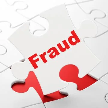 Security concept: Fraud on puzzle background Illustrazione stock