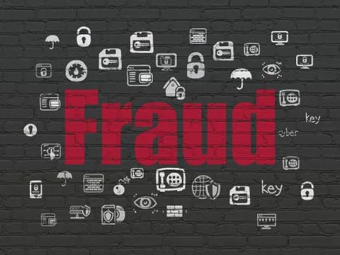 Security concept: Fraud on wall background Stock Illustration