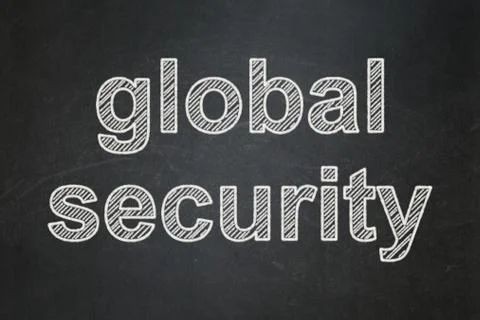 Security concept: Global Security on chalkboard background 库存插图