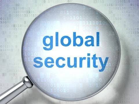 Security concept: Global Security with optical glass Stock Illustration