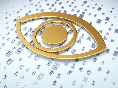 Security concept: Golden Eye on digital background Stock Illustration