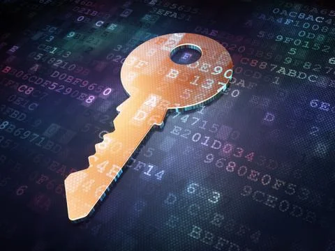 Security concept: Golden Key on digital background Stockillustratie