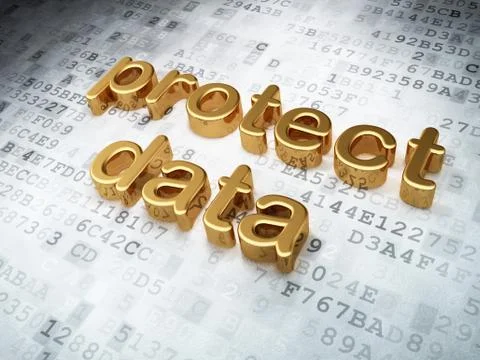 Security concept: golden protect data on digital background Stock Illustration