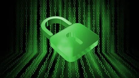 Security concept in green - closed padlock on binary code background Stock Illustration
