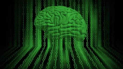 Security concept in green design - human brain in digital background Stock Illustration