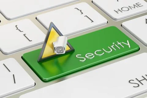 Security concept on green keyboard button, 3D rendering Stock Illustration