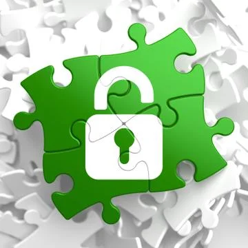 Security Concept on Green Puzzle Pieces. イラスト素材