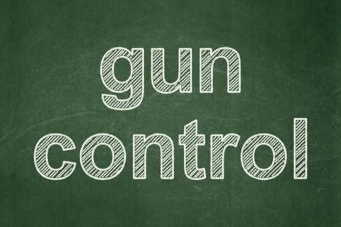 Security concept: Gun Control on chalkboard background 스톡 일러스트
