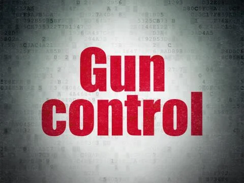 Security concept: Gun Control on Digital Data Paper background Illustrazione stock