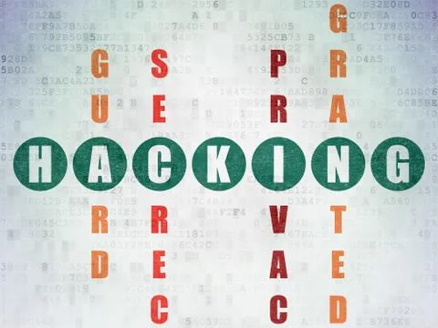 Security concept: Hacking in Crossword Puzzle Illustrazione stock