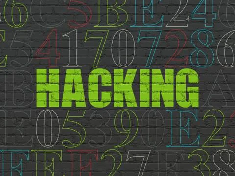 Security concept: Hacking on wall background Illustrazione stock