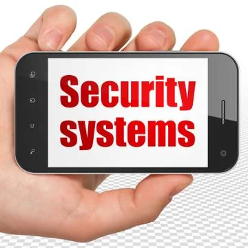 Security concept: Hand Holding Smartphone with Security Systems on display イラスト素材