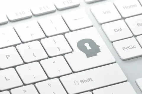 Security concept: Head With Keyhole on computer keyboard backgro イラスト素材