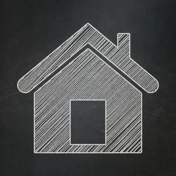 Security concept: Home on chalkboard background 스톡 일러스트